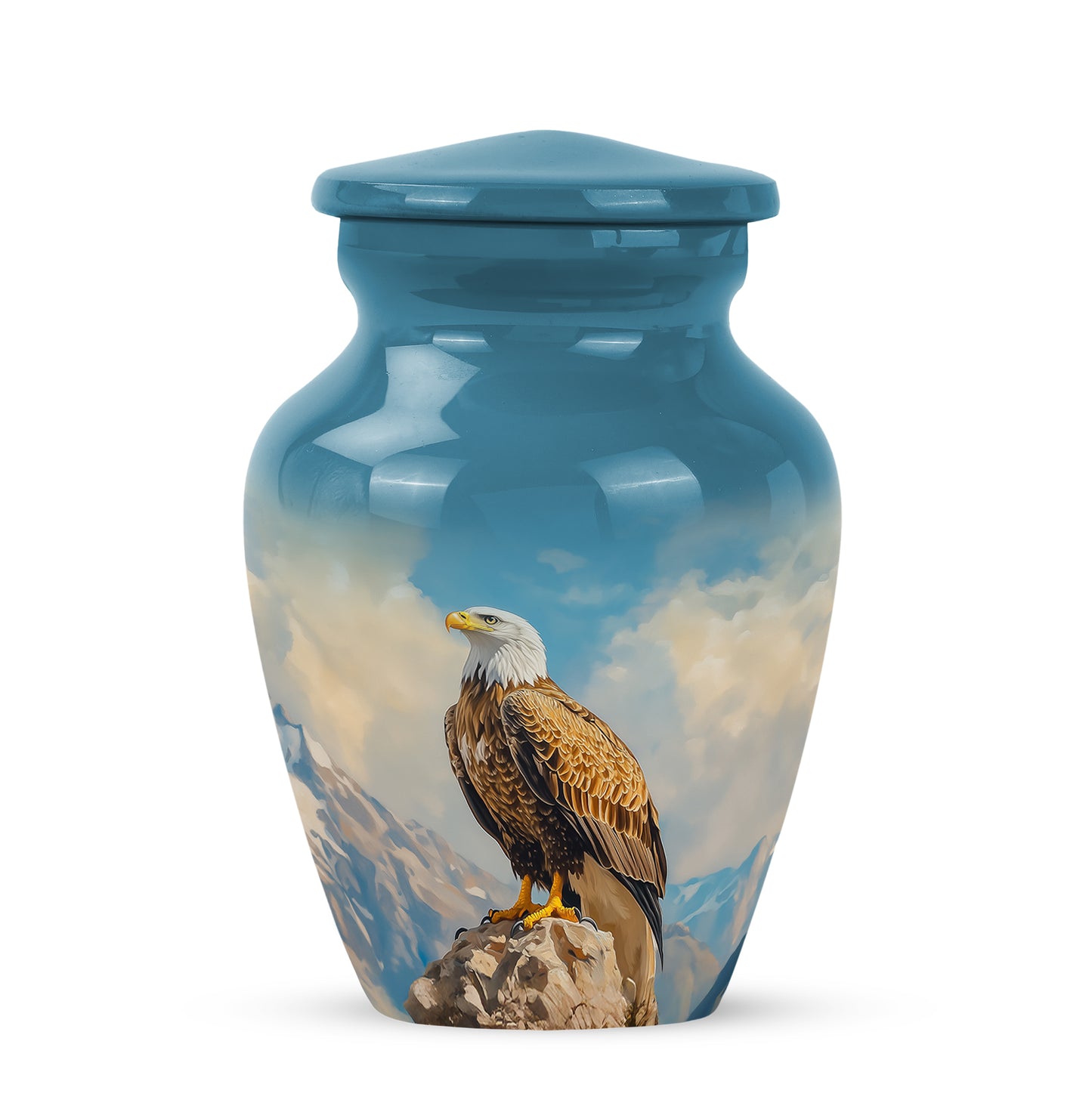Lustrous Eagle Cremation Urns for Human Ashes - Blue 10-inch - Yatskia