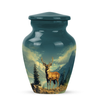 Personalized Teal Deer Cremation Urns for Ashes - Transcendent 10-inch - Yatskia