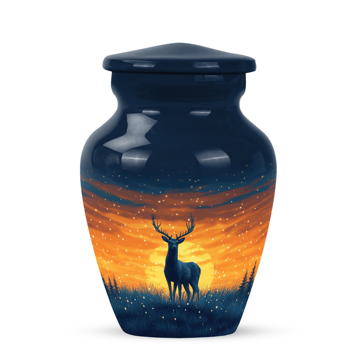 Illustrious Deer Memorial Cremation Urns - Blue 10-inch, 200 cu in - Yatskia