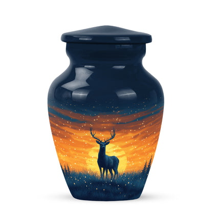 Illustrious Deer Memorial Cremation Urns - Blue 10-inch, 200 cu in - Yatskia