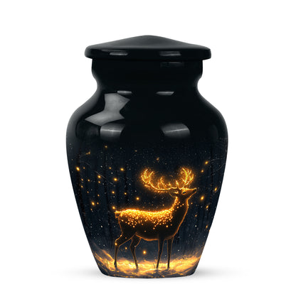 Inspiring Black Deer Remembrance Urn for Human Ashes - 10-inch, 200 cu in - Yatskia
