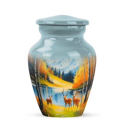 Blessed Deer Cremation Urns for Human Ashes - Teal 10-inch - Yatskia