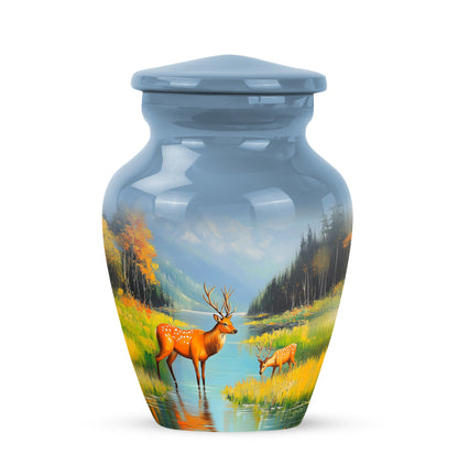 Resplendent Blue Deer Cremation Urn for Ashes - 10-inch, 200 cu in - Yatskia