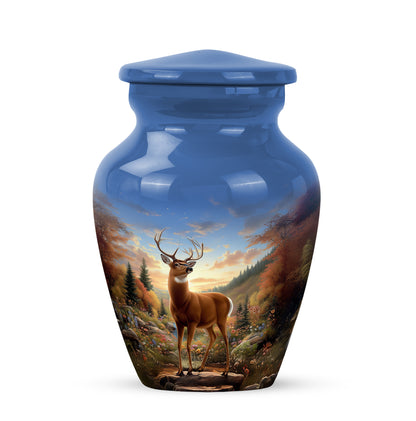 Personalized Deer Cremation Urns - Pristine Blue 10-inch, 200 cu in - Yatskia
