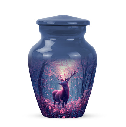Blue Breathtaking Deer Memorial Urn for Ashes - 10-inch, 200 cu in - Yatskia