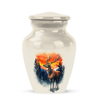 Silver Sacred Deer Cremation Urns for Human Ashes - 10-inch, 200 cu in - Yatskia
