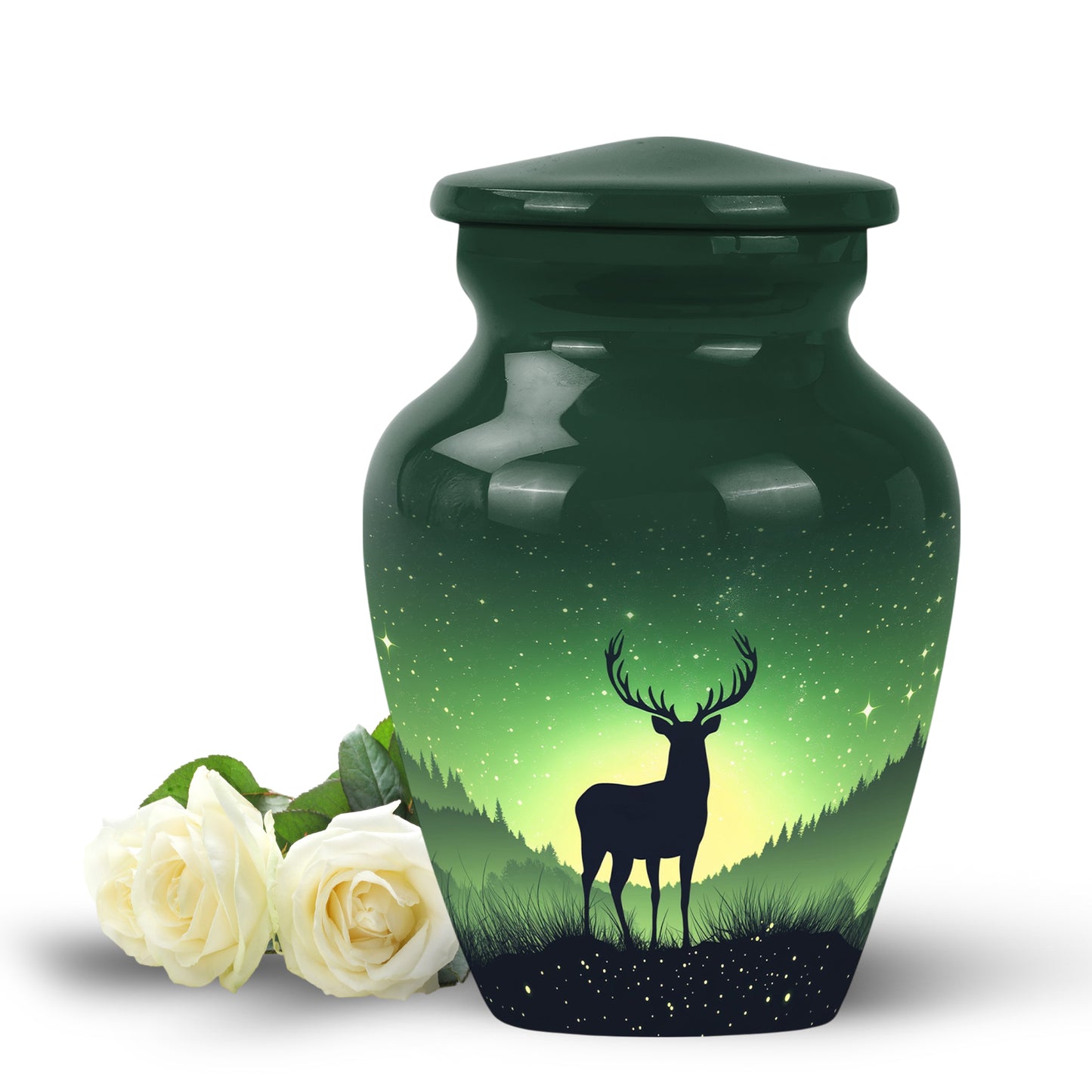 Green Deer Cremation Urns - Honored Journey 10-inch, 200 cu in - Yatskia