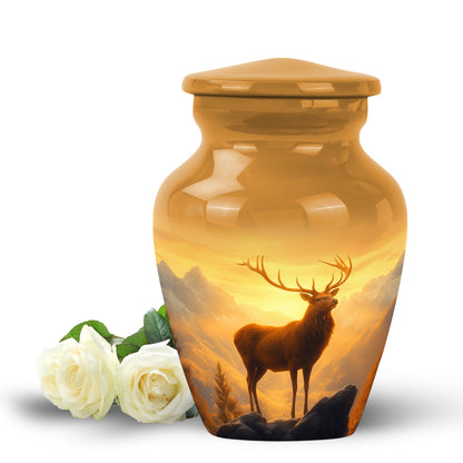 Gold Exquisite Deer Memorial Urn for Ashes - 10-inch, 200 cu in - Yatskia