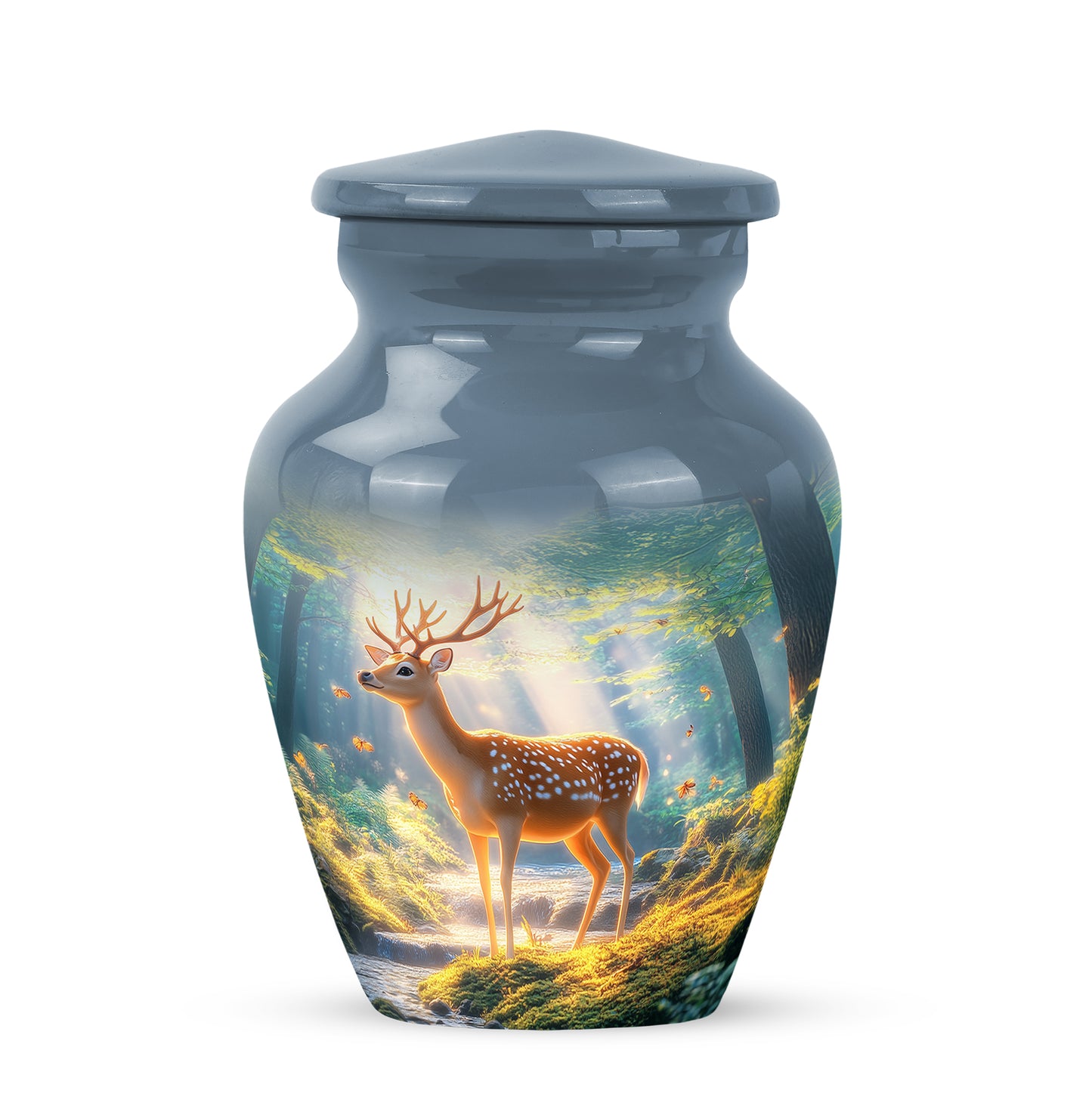 Remarkable Deer Memorial Cremation Urns - Blue 10-inch, 200 cu in - Yatskia
