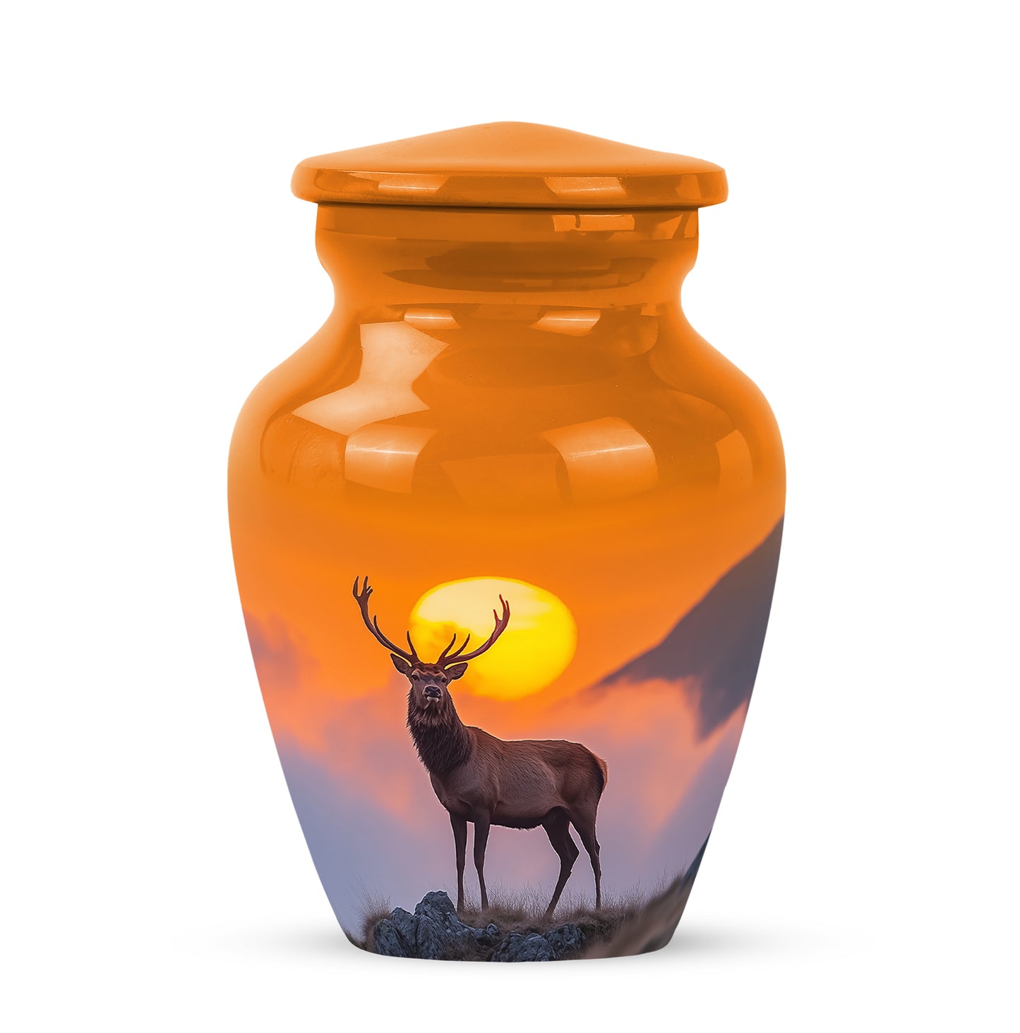 Personalized Deer Cremation Urns - Eminent Gold 10-inch, 200 cu in - Yatskia