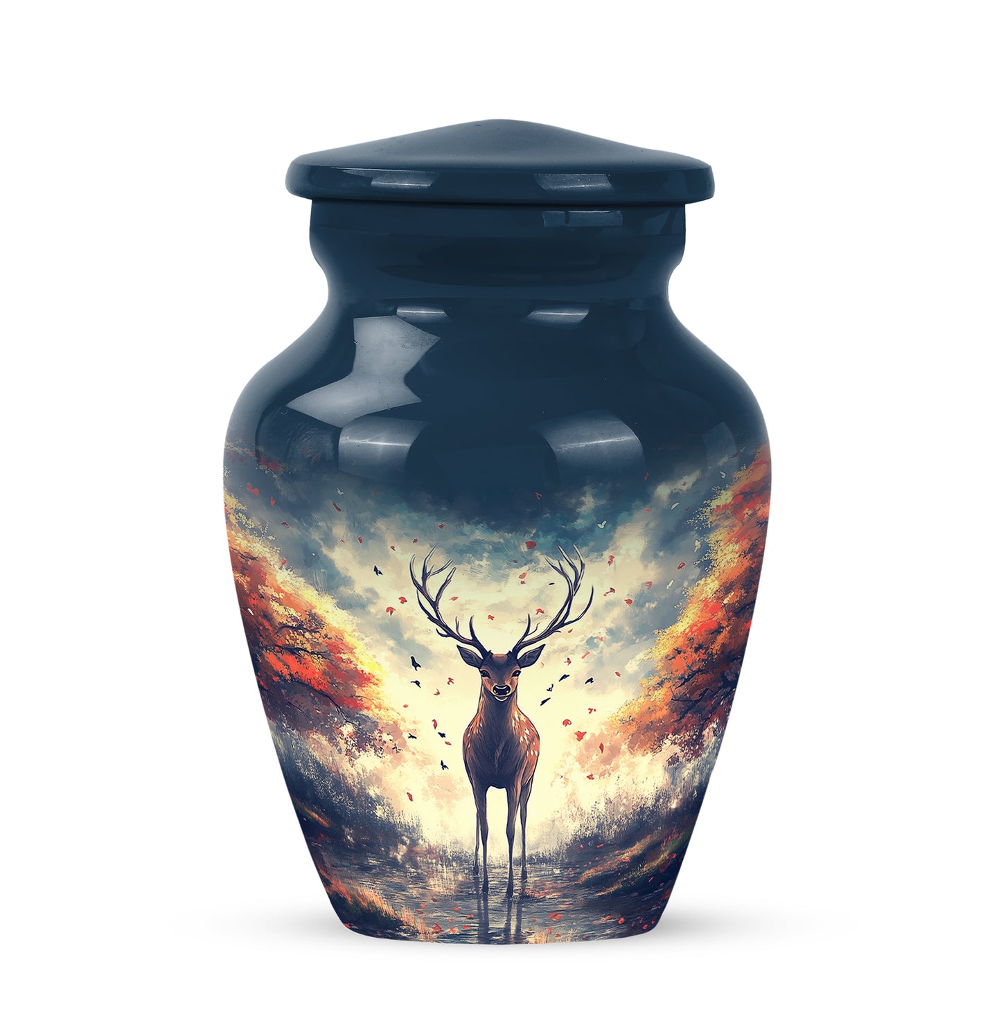 Personalized Blue Deer Cremation Urns for Ashes - Captivating 10-inch - Yatskia