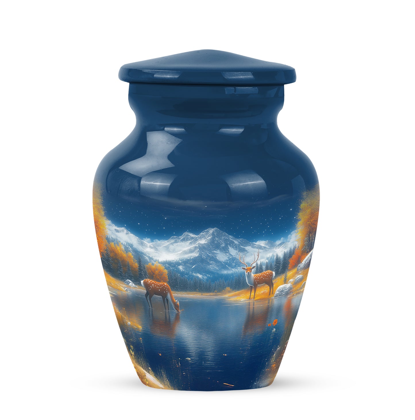 Radiant Deer Memorial Cremation Urns - Blue 10-inch, 200 cu in - Yatskia