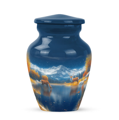 Radiant Deer Memorial Cremation Urns - Blue 10-inch, 200 cu in - Yatskia