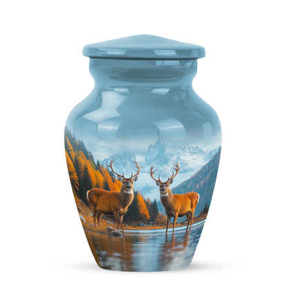 Personalized Magnificent Deer Cremation Urns - Blue 10-inch, 200 cu in - Yatskia