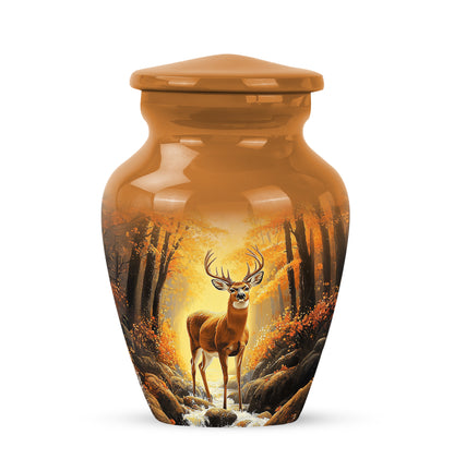 Gold Serene Deer Memorial Urn for Ashes - 10-inch, 200 cu in - Yatskia
