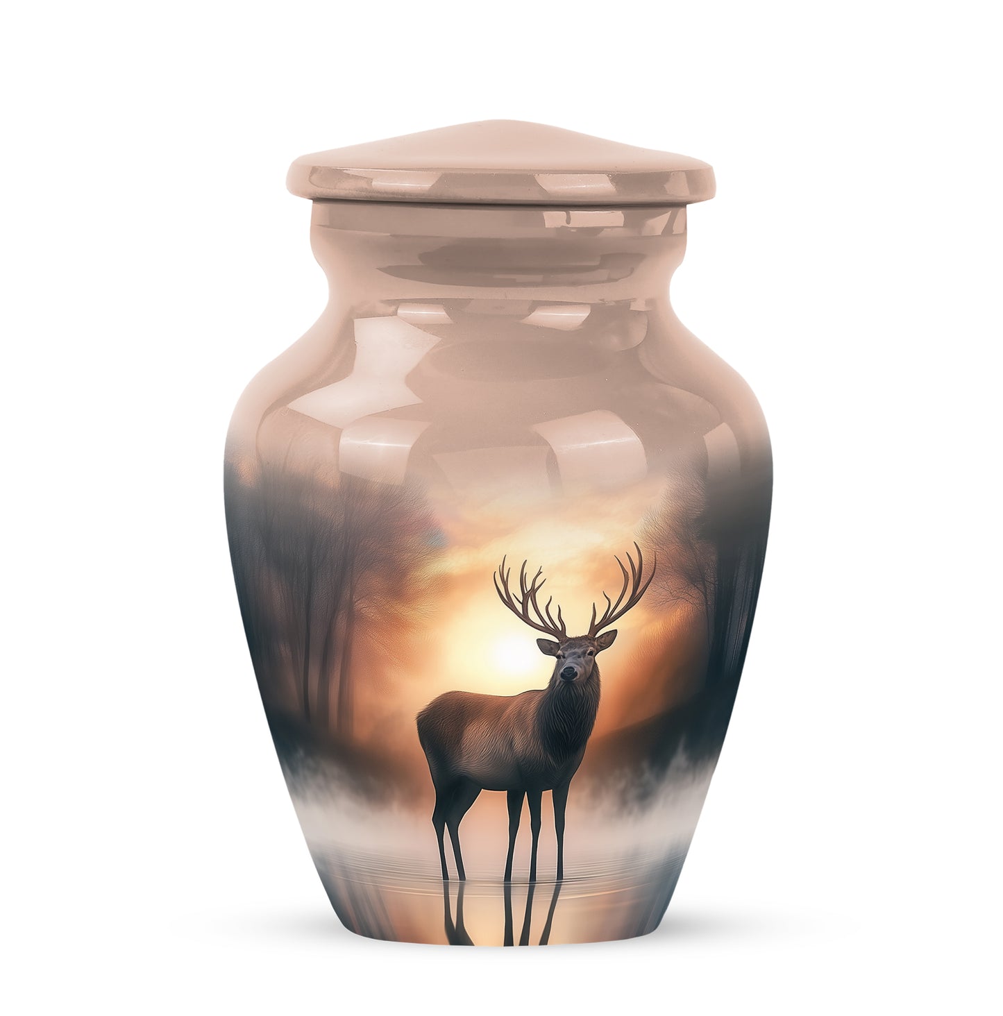 Personalized Deer Cremation Urns - Eminent Gold 10-inch, 200 cu in - Yatskia