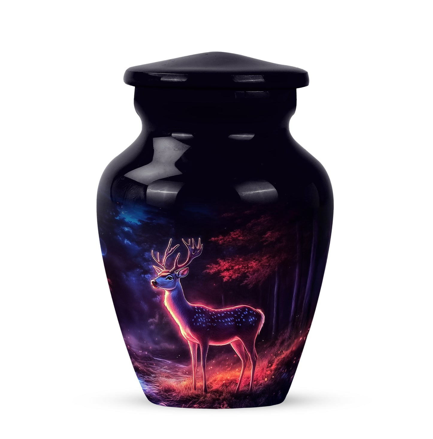 Personalized Refined Deer Cremation Urns - Black 10-inch, 200 cu in - Yatskia