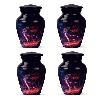 Charcoal Black Deer Cremation Urn side profile showing urn shape - elegant classic deer relief with fine detailing - 10 inch aluminum urn for cremated remains