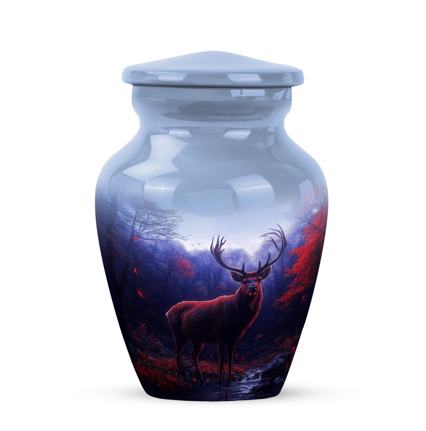 Inspiring Blue Deer Celebration Urn for Human Ashes - 10-inch, 200 cu in - Yatskia