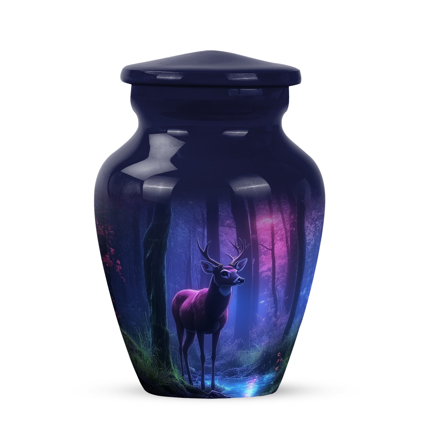 Personalized Magnificent Deer Cremation Urns - Blue 10-inch, 200 cu in - Yatskia