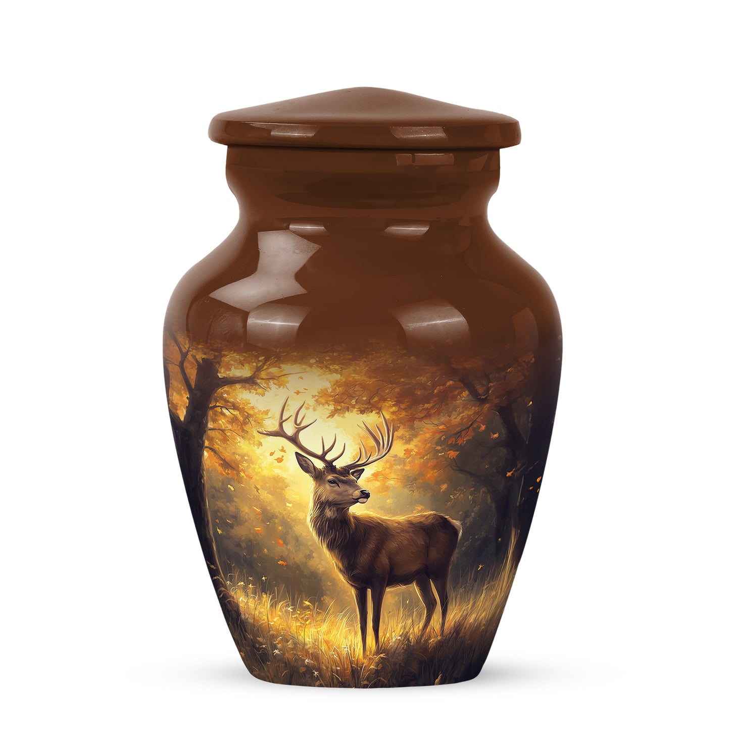 Gold Venerable Deer Cremation Urns for Human Ashes - 10-inch, 200 cu in - Yatskia