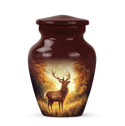 Red Venerable Deer Cremation Urns for Human Ashes - 10-inch, 200 cu in - Yatskia