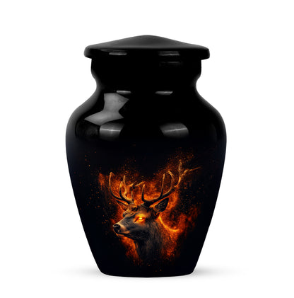 Radiant Deer Memorial Cremation Urns - Black 10-inch, 200 cu in - Yatskia