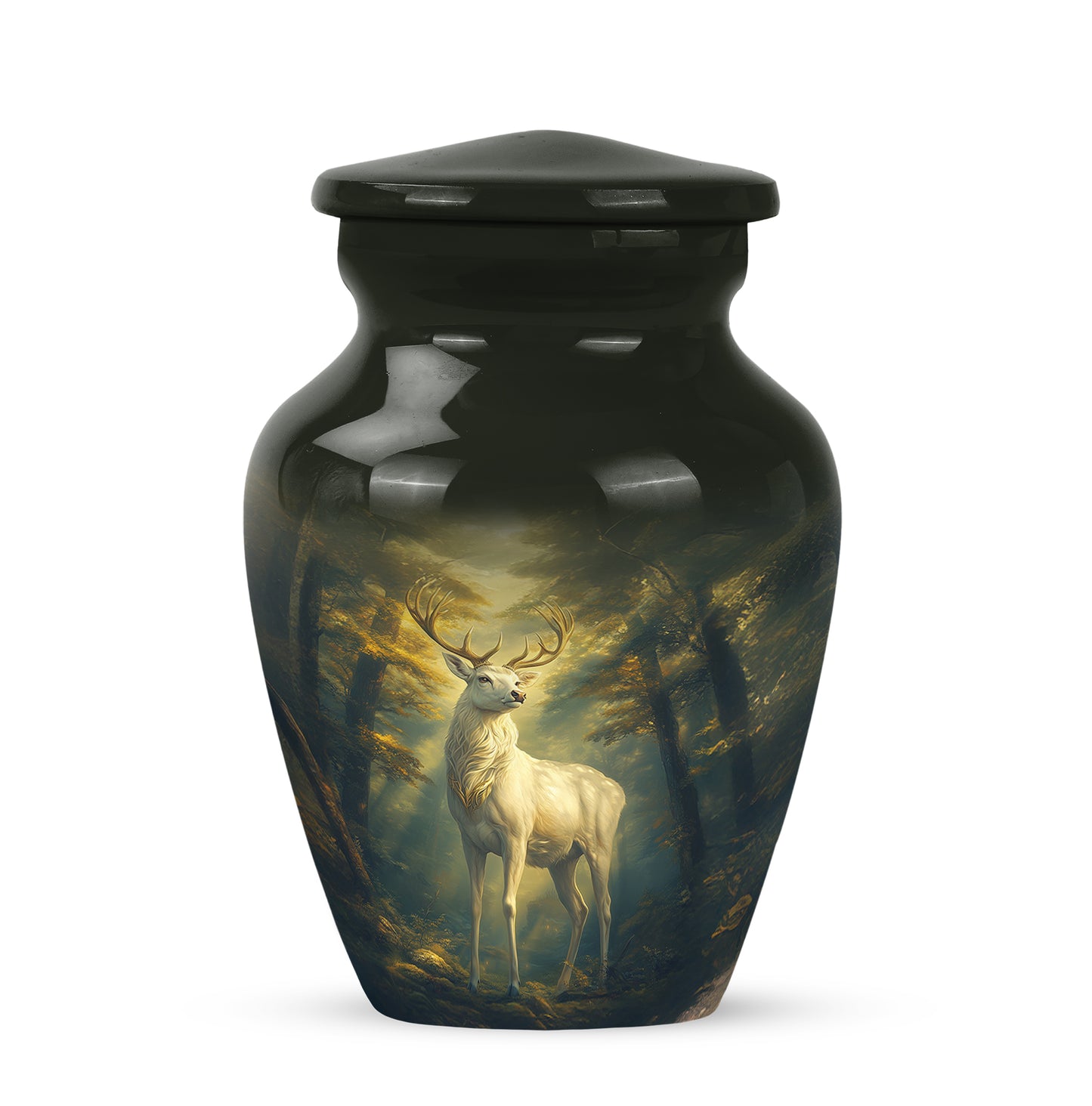 Black Deer Comfort Cremation Urns for Human Ashes - 10-inch, 200 cu in - Yatskia