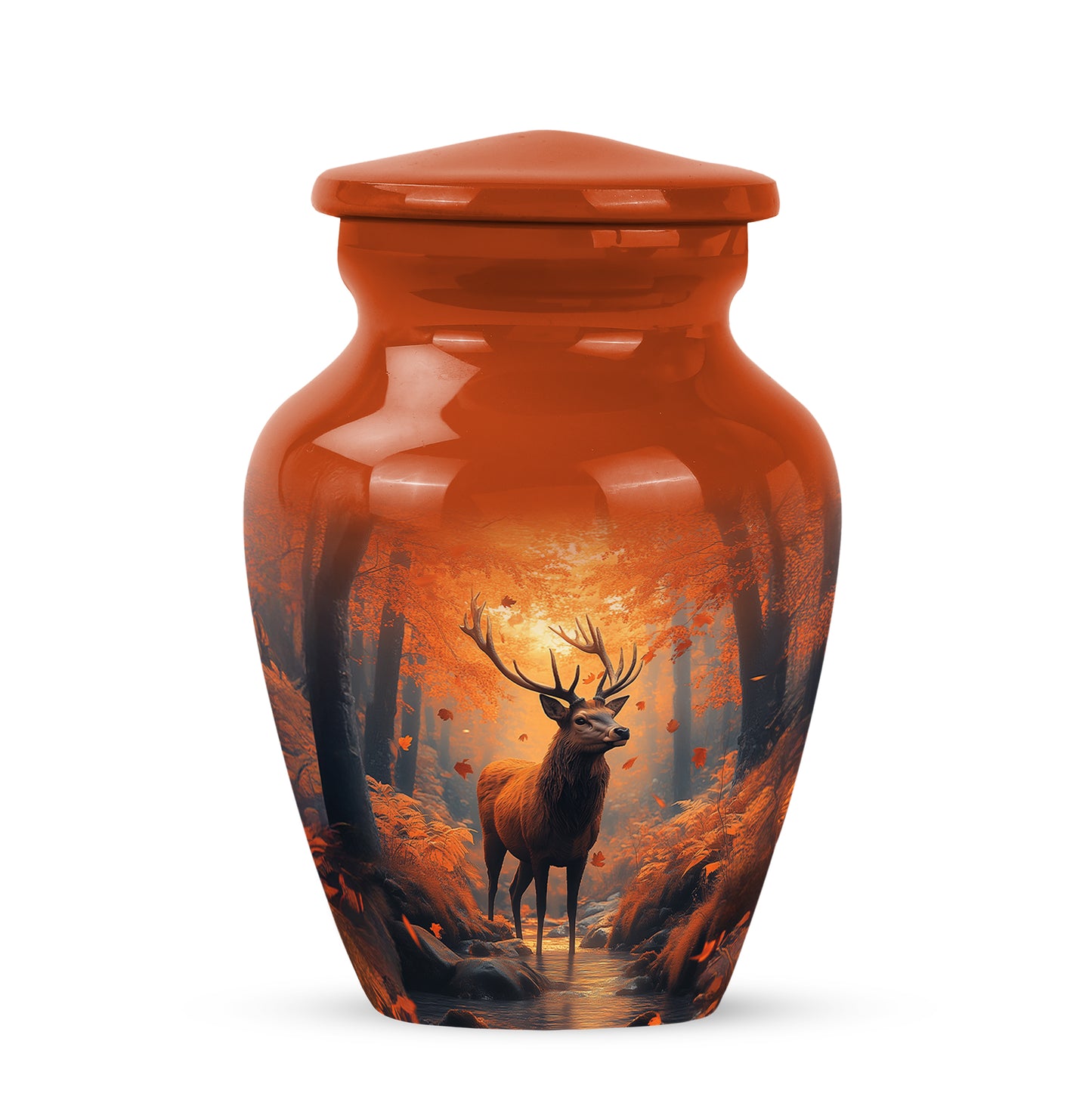 Gold Deer Celebration Cremation Urns for Human Ashes - 10-inch, 200 cu in - Yatskia