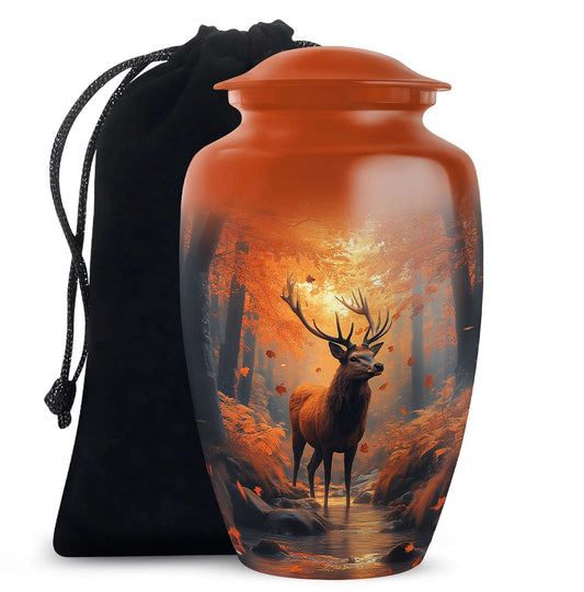 Deer Cremation Urn For Mom – Autumn Forest Tribute Urn For Female