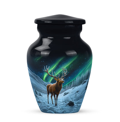 Black Treasured Deer Cremation Urns for Human Ashes - 10-inch, 200 cu in - Yatskia