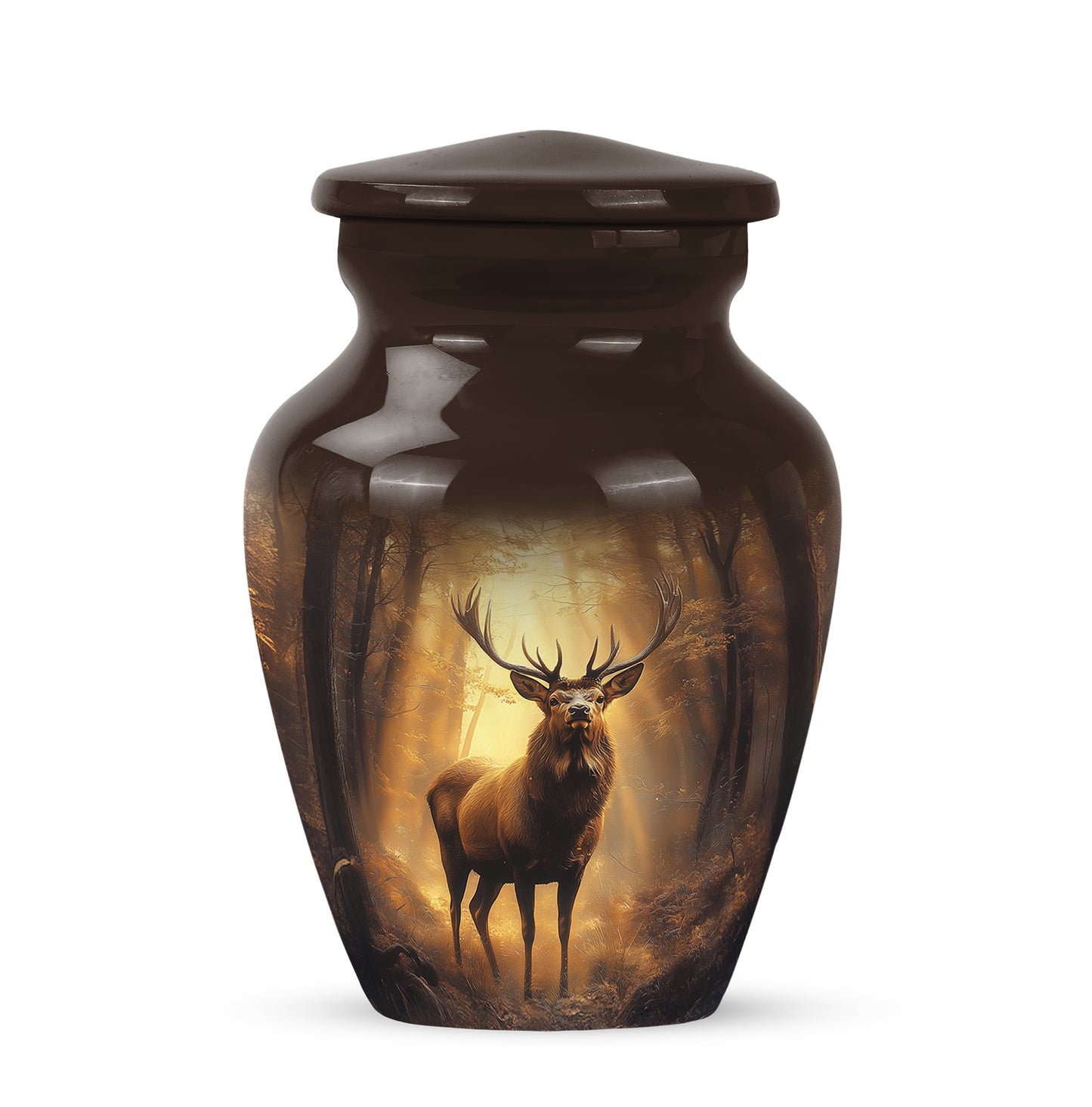 Divine Gold Deer Cremation Urn for Ashes - 10-inch, 200 cu in - Yatskia