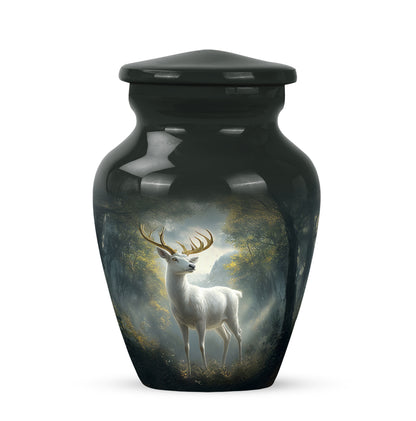 Graceful Black Deer Memorial Urn for Human Ashes - 10-inch, 200 cu in - Yatskia