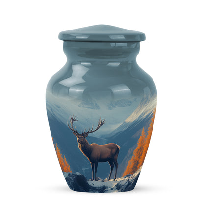 Graceful Blue Deer Testament Urn for Human Ashes - 10-inch, 200 cu in - Yatskia