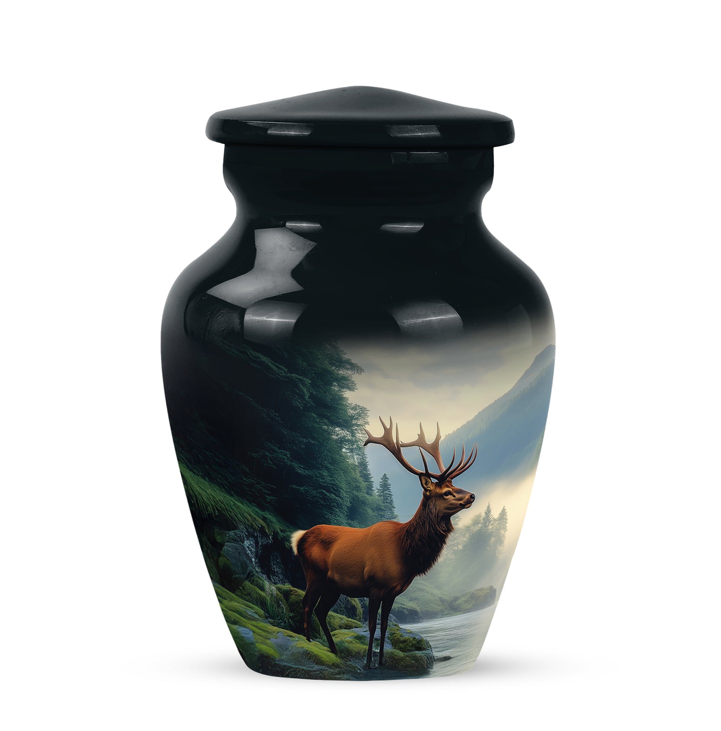 Blue Deer Memorial Cremation Urns for Human Ashes - 10-inch, 200 cu in - Yatskia