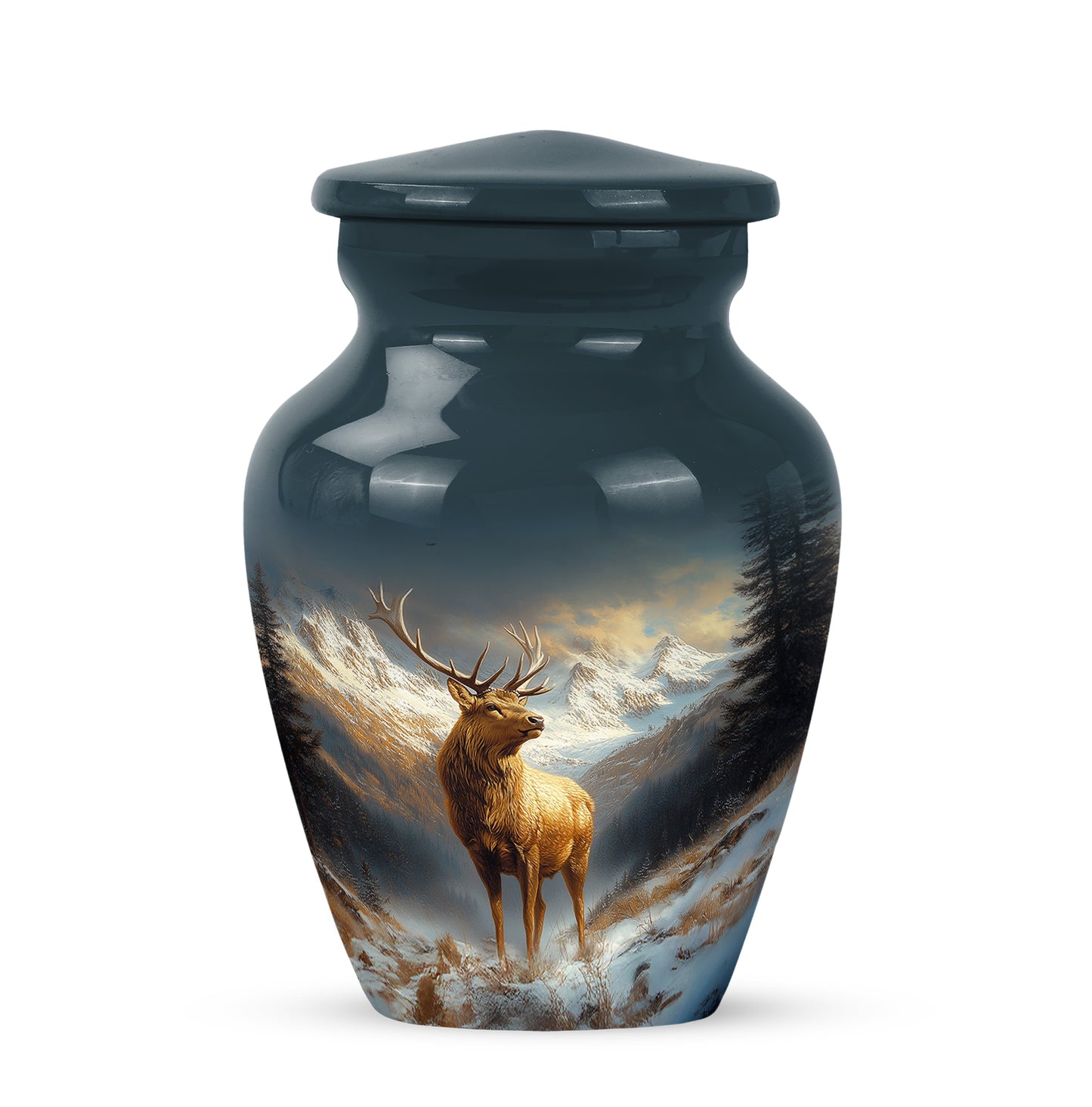 Personalized Deer Cremation Urns - Pristine Blue 10-inch, 200 cu in - Yatskia
