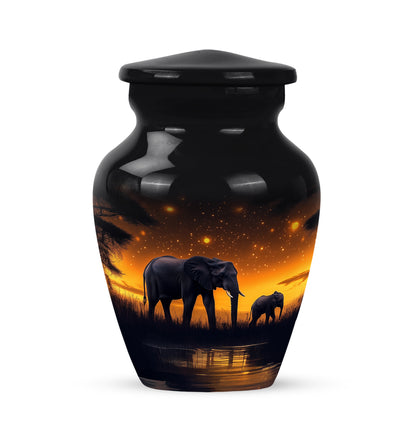 Personalized Black Elephant Cremation Urns for Ashes - Peaceful 10-inch - Yatskia