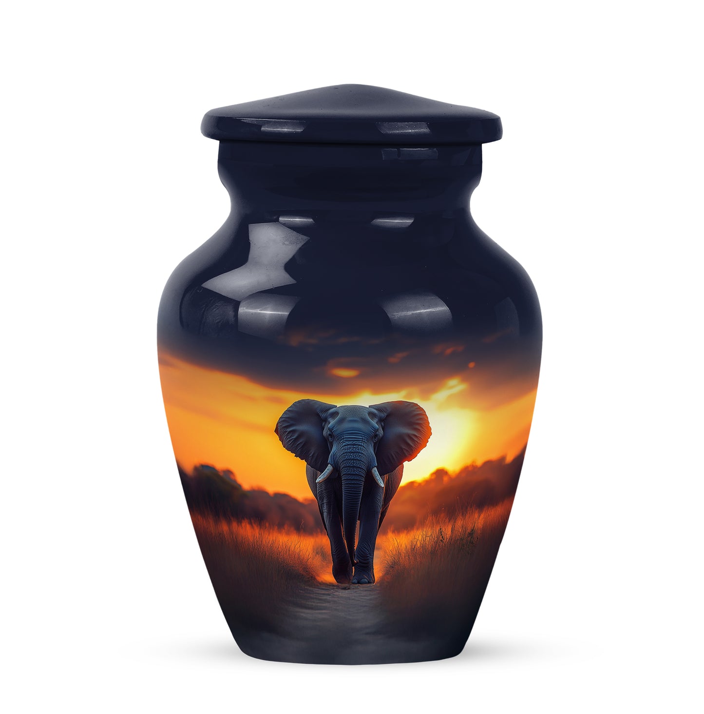Resplendent Blue Elephant Cremation Urn for Ashes - 10-inch, 200 cu in - Yatskia