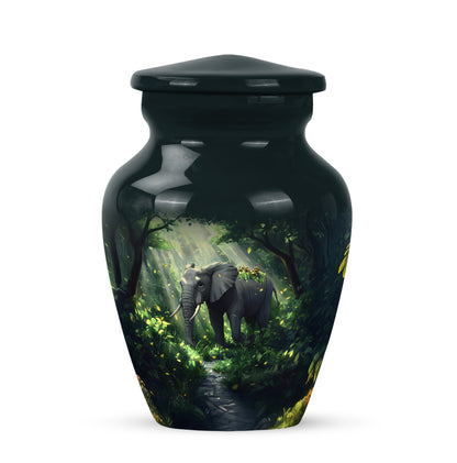 Teal Venerable Elephant Cremation Urns for Human Ashes - 10-inch, 200 cu in - Yatskia