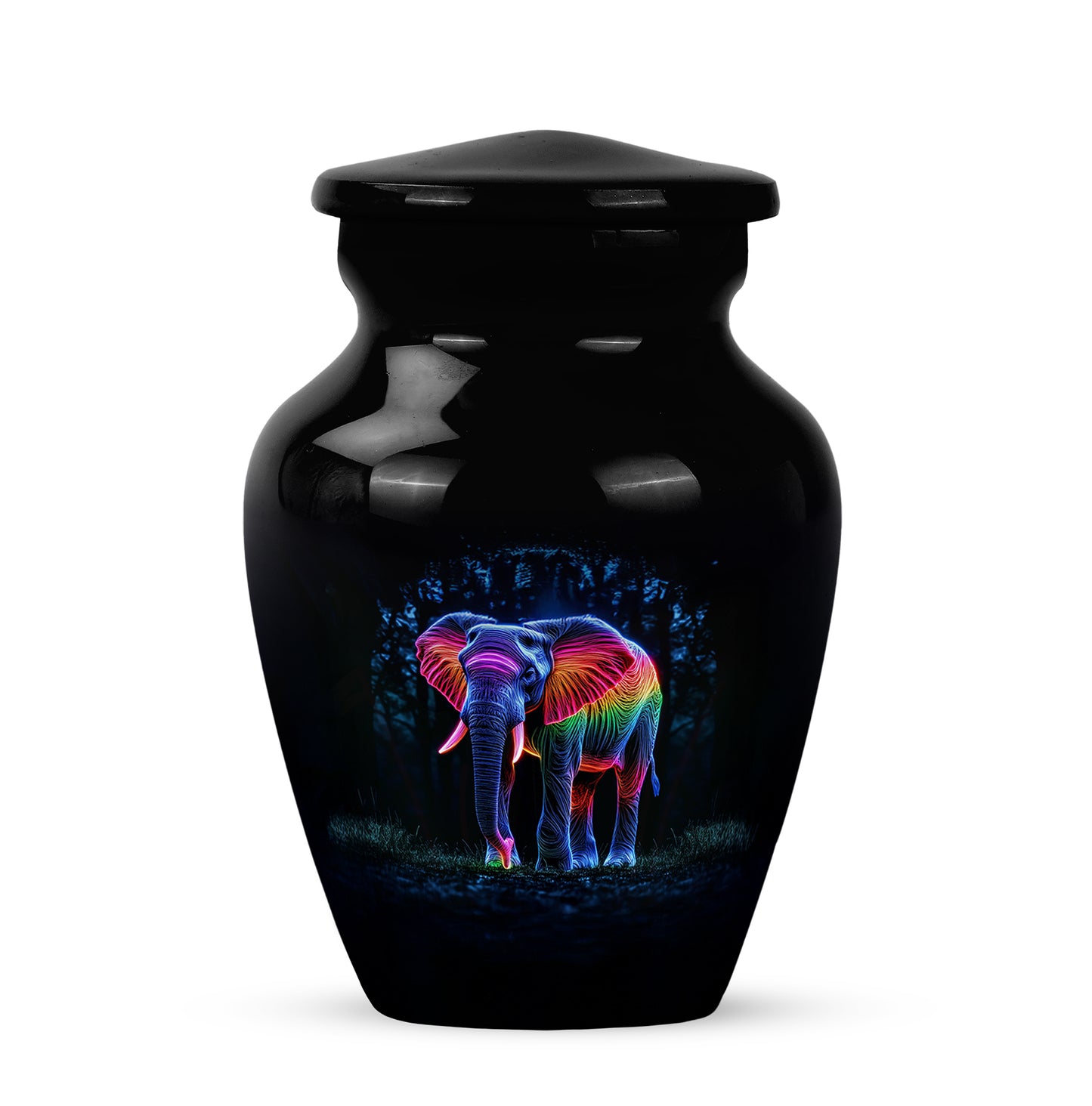 Personalized Elephant Cremation Urns - Soothing Black 10-inch, 200 cu in - Yatskia