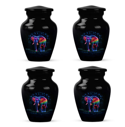 Obsidian Black Elephant Cremation Urn side profile showing urn shape - elegant classic elephant relief with fine detailing - 10 inch aluminum urn for cremated remains