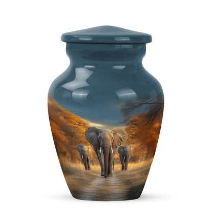 Personalized Elegant Elephant Cremation Urns - Blue 10-inch, 200 cu in - Yatskia