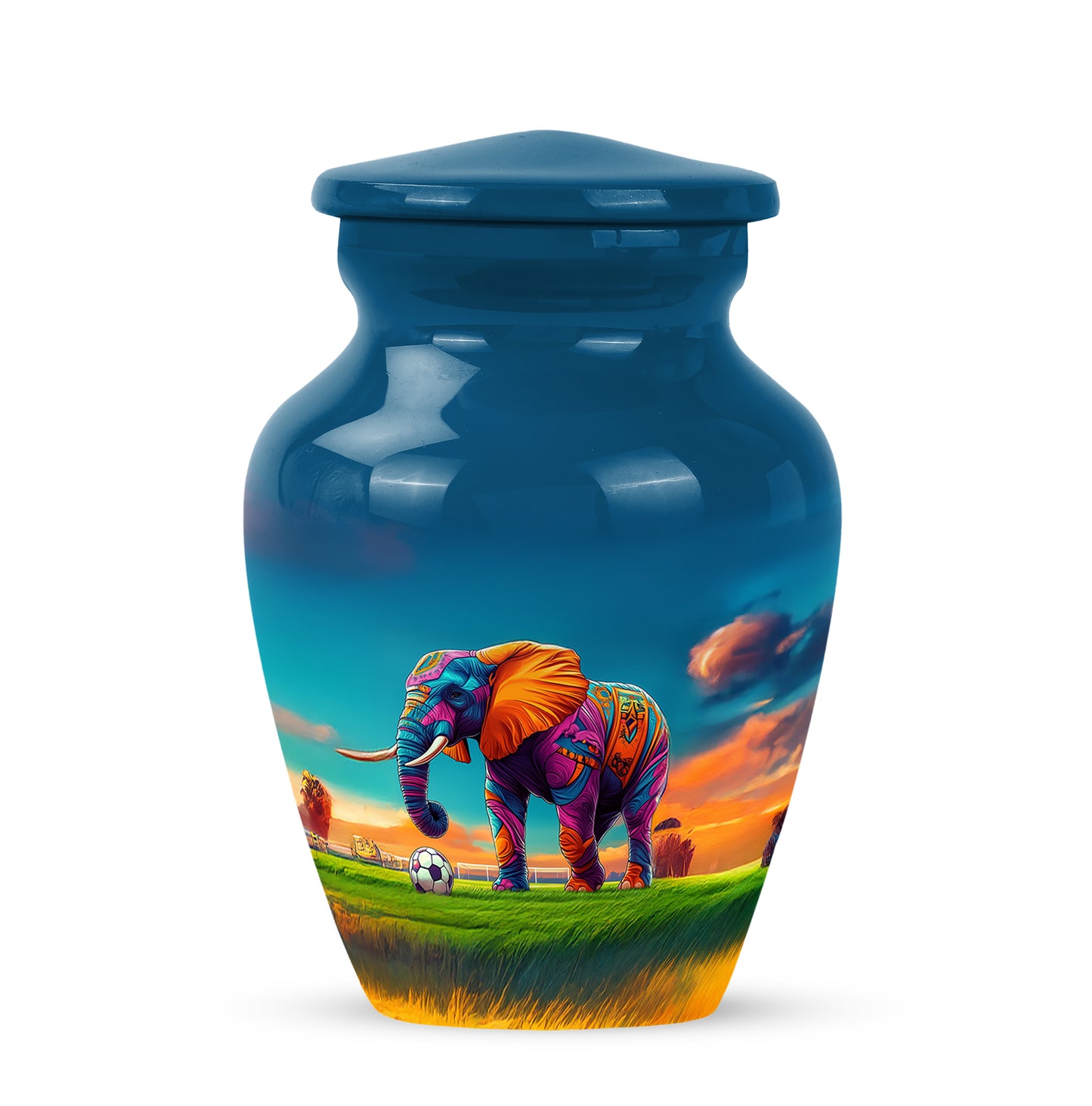 Personalized Elephant Cremation Urns - Soothing Blue 10-inch, 200 cu in - Yatskia