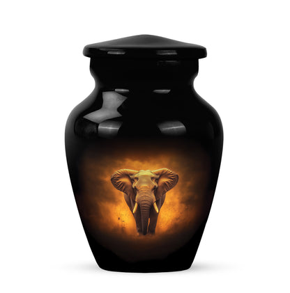 Black Treasured Elephant Cremation Urns for Human Ashes - 10-inch, 200 cu in - Yatskia