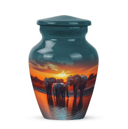 Everlasting Teal Elephant Solace Urn for Human Ashes - 10-inch, 200 cu in - Yatskia