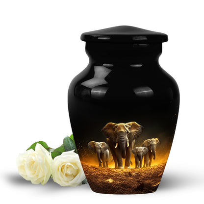 Stunning Black Elephant Beacon Urn for Human Ashes - 10-inch, 200 cu in - Yatskia