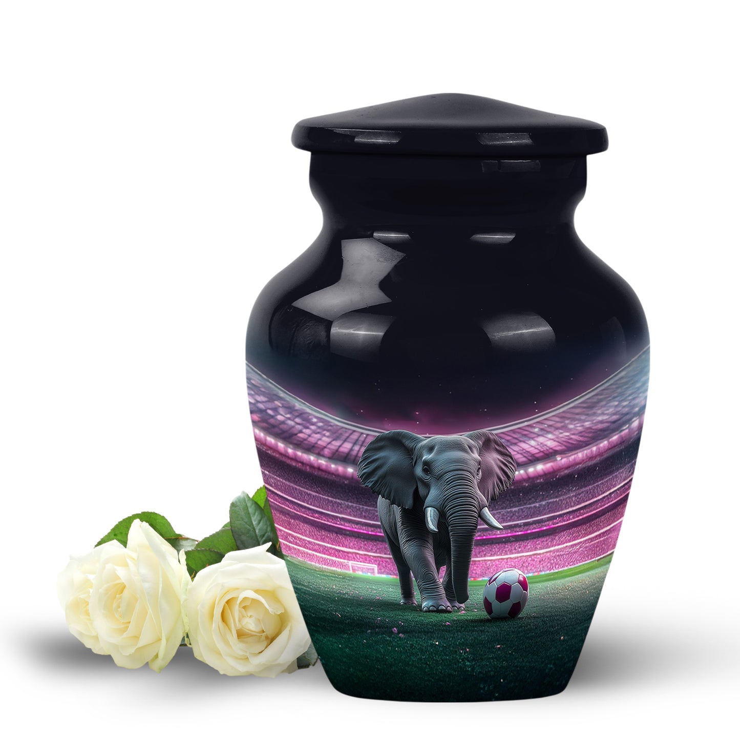 Distinguished Black Elephant Cremation Urn for Ashes - 10-inch, 200 cu in - Yatskia