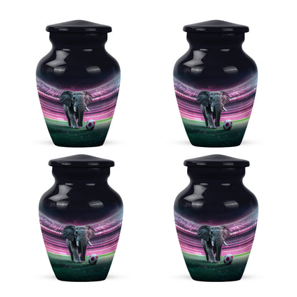 Obsidian Black Elephant Cremation Urn side profile showing urn shape - traditional elephant engraving with hand-polished finish - 10 inch aluminum urn for cremated remains