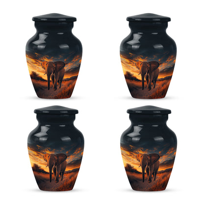Obsidian Black Elephant Cremation Urn side profile showing urn shape - elegant classic elephant relief with fine detailing - 10 inch aluminum urn for cremated remains