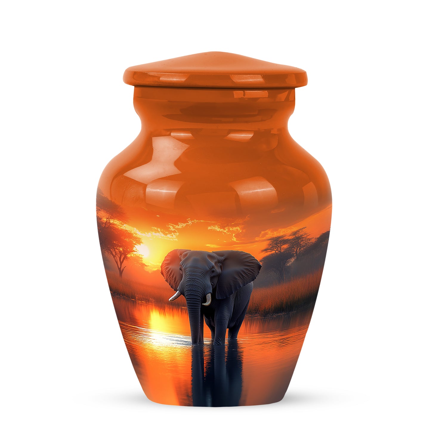 Personalized Elephant Cremation Urns - Tranquil Gold 10-inch, 200 cu in - Yatskia